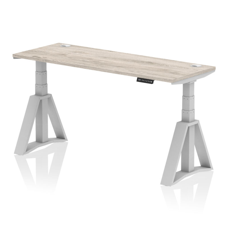 air height adjustable slimline desk with cable ports with piste foot