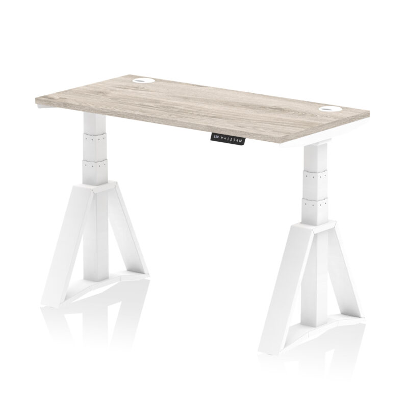 air height adjustable slimline desk with cable ports with piste foot