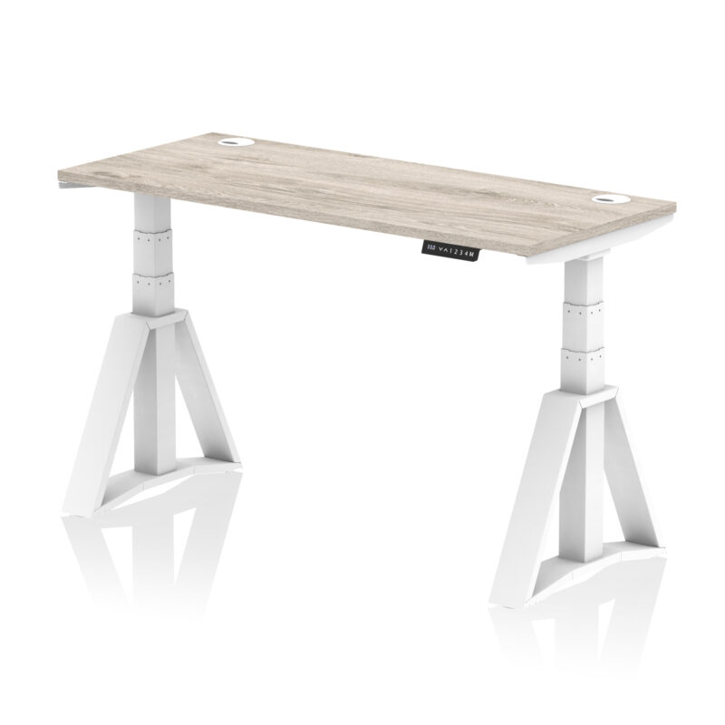 air height adjustable slimline desk with cable ports with piste foot