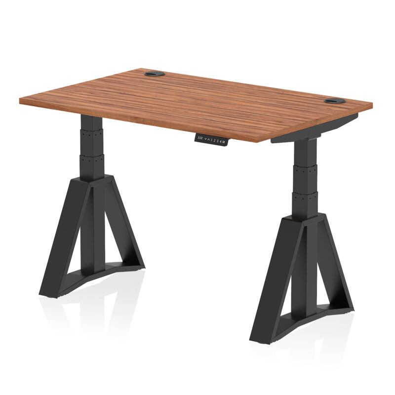 air height adjustable desk with cable ports with piste foot