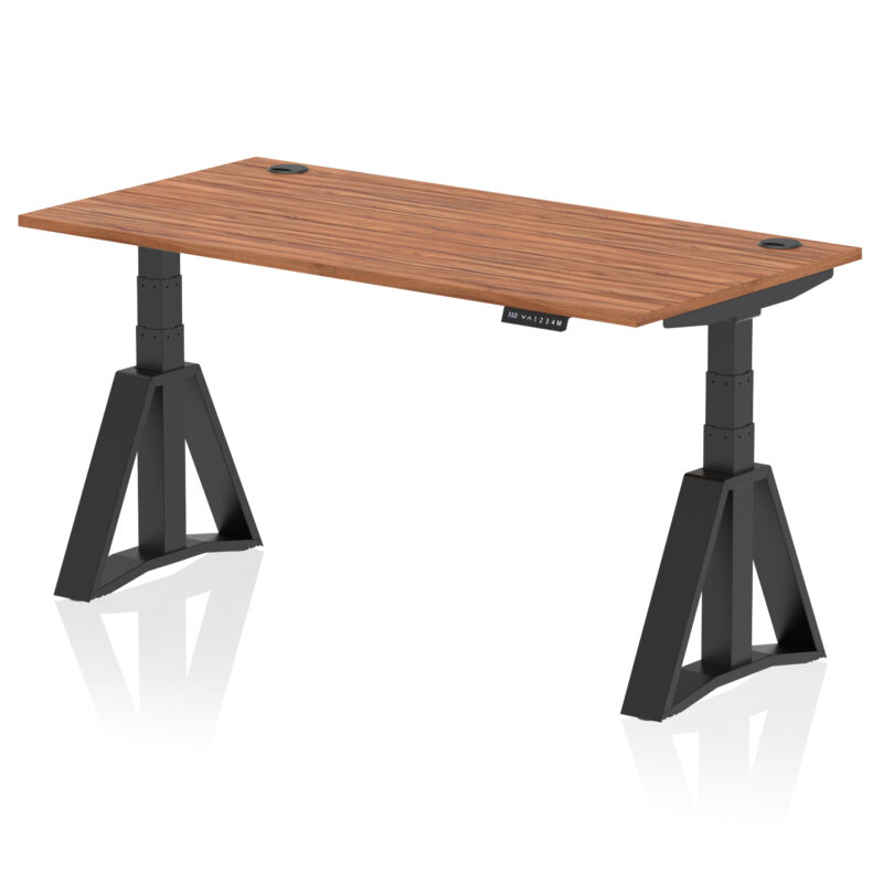 air height adjustable desk with cable ports with piste foot