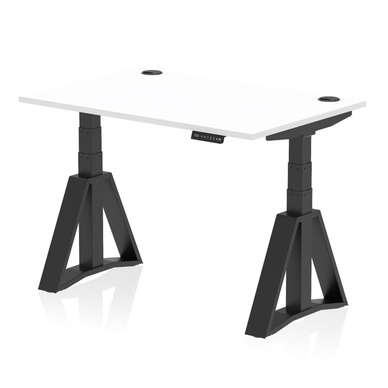 air height adjustable desk with cable ports with piste foot