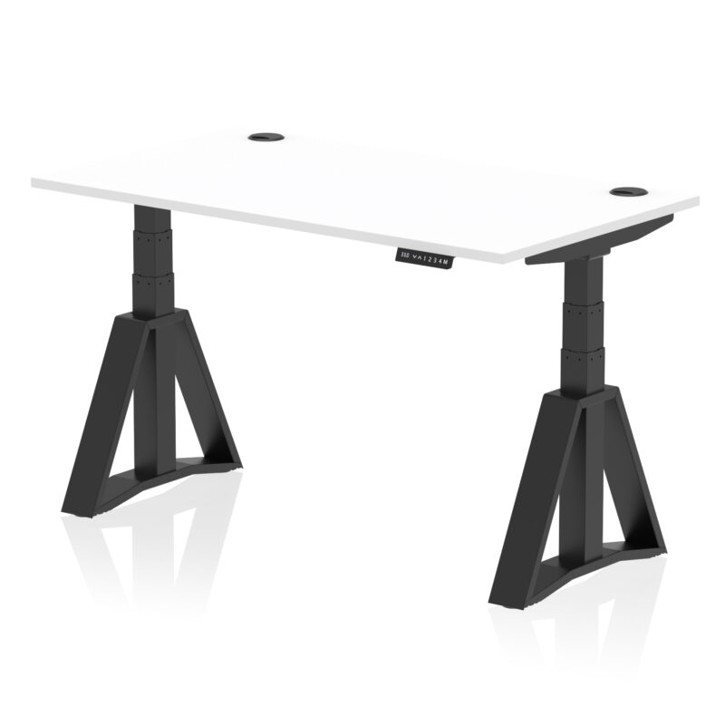 air height adjustable desk with cable ports with piste foot
