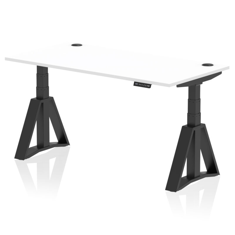 air height adjustable desk with cable ports with piste foot