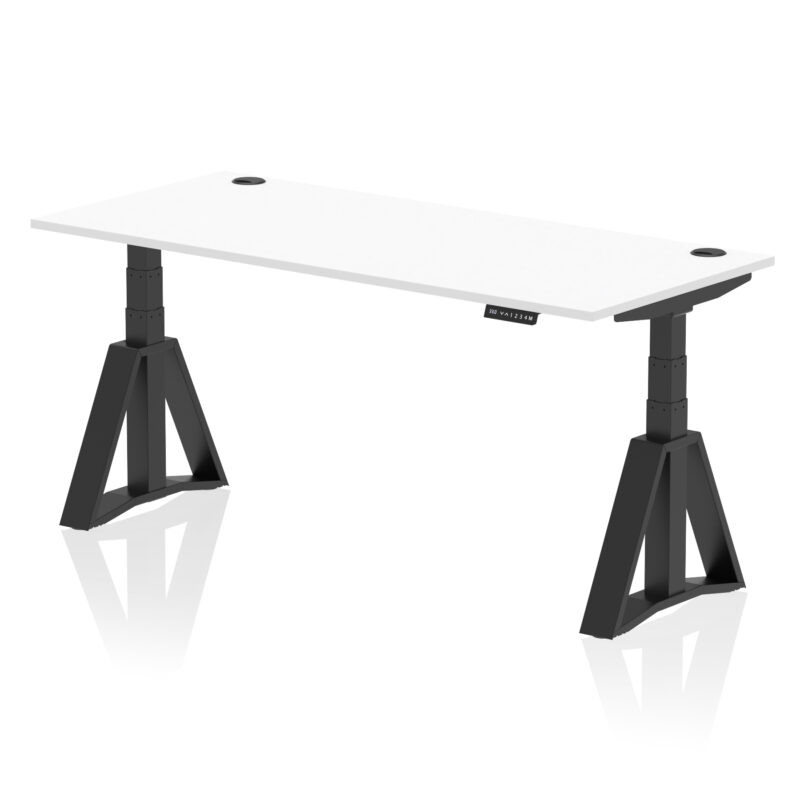 air height adjustable desk with cable ports with piste foot