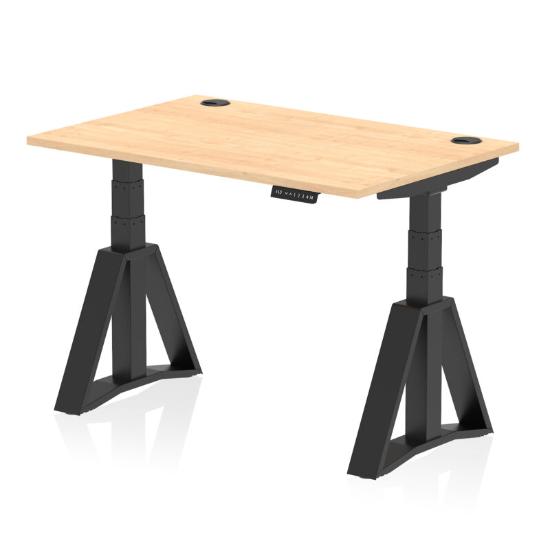 air height adjustable desk with cable ports with piste foot