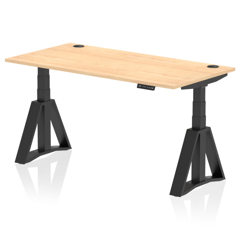 air height adjustable desk with cable ports with piste foot