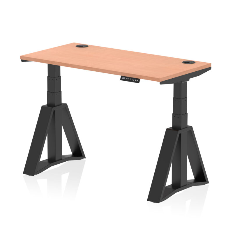 air height adjustable slimline desk with cable ports with piste foot