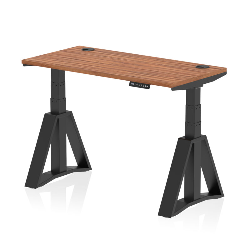 air height adjustable slimline desk with cable ports with piste foot