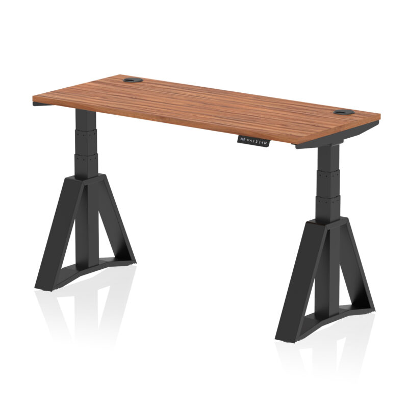 air height adjustable slimline desk with cable ports with piste foot