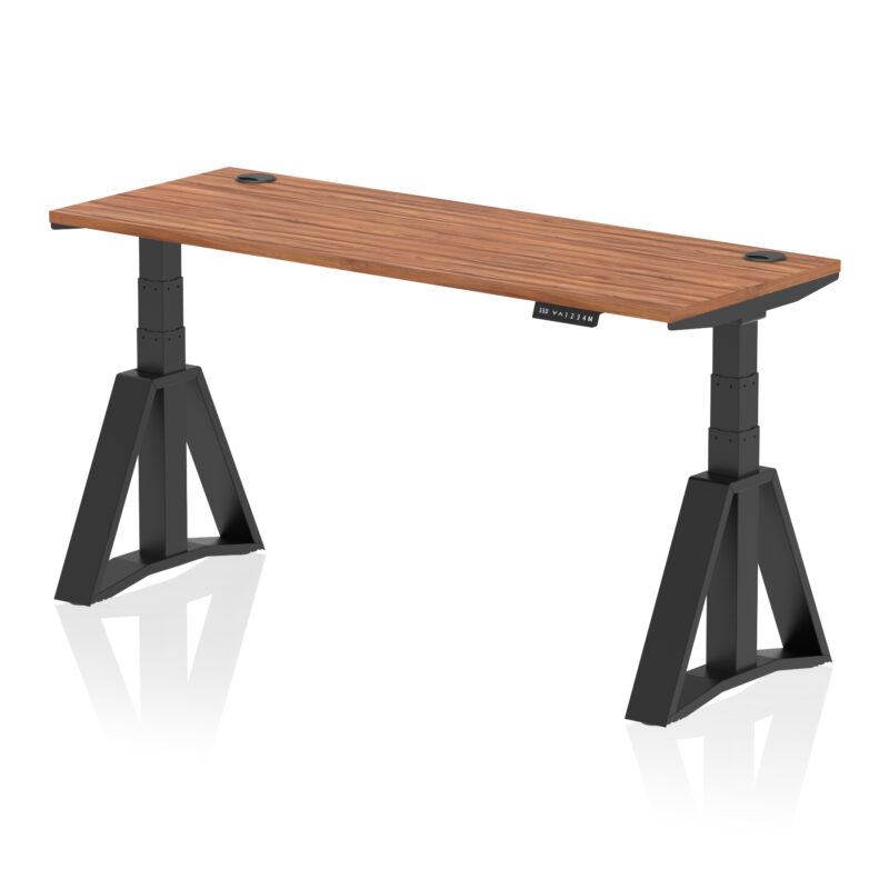 air height adjustable slimline desk with cable ports with piste foot