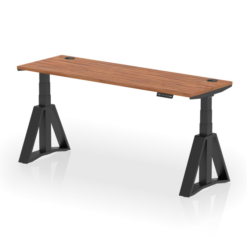 air height adjustable slimline desk with cable ports with piste foot