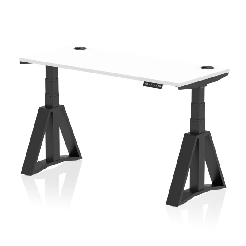 air height adjustable slimline desk with cable ports with piste foot