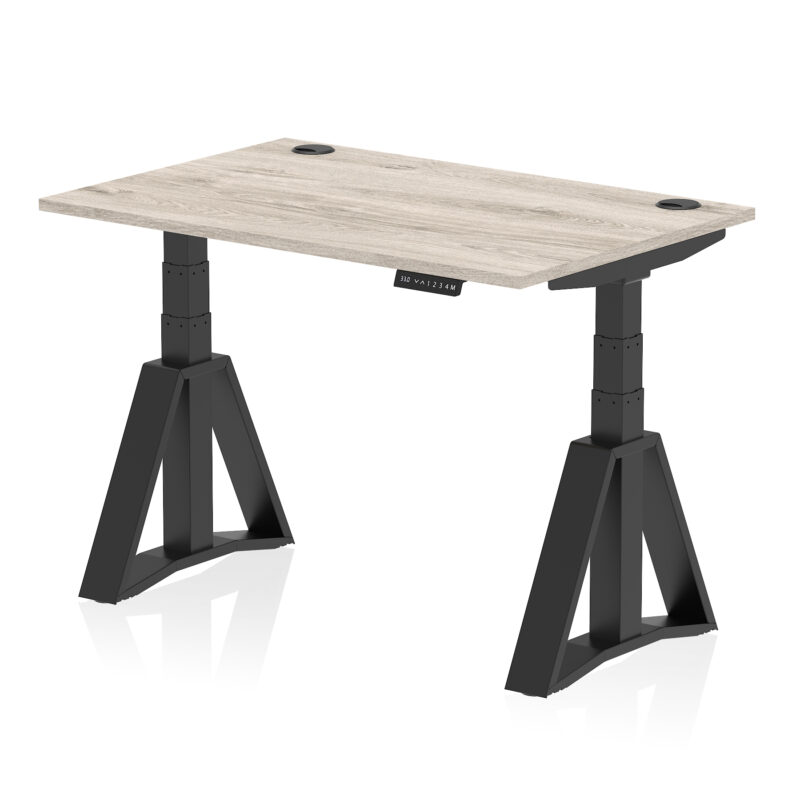 air height adjustable desk with cable ports with piste foot