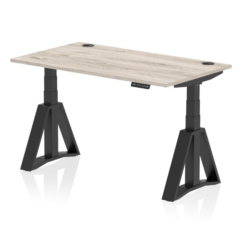 air height adjustable desk with cable ports with piste foot