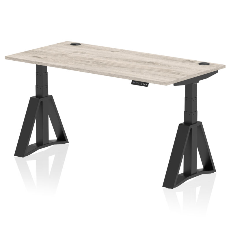 air height adjustable desk with cable ports with piste foot