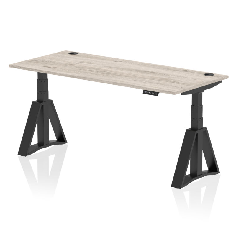 air height adjustable desk with cable ports with piste foot