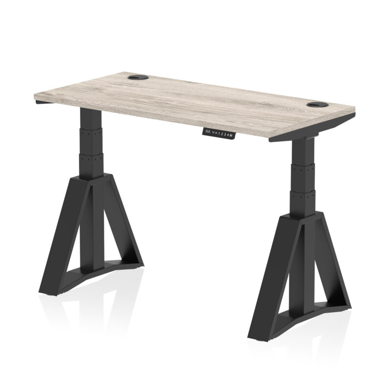 air height adjustable slimline desk with cable ports with piste foot