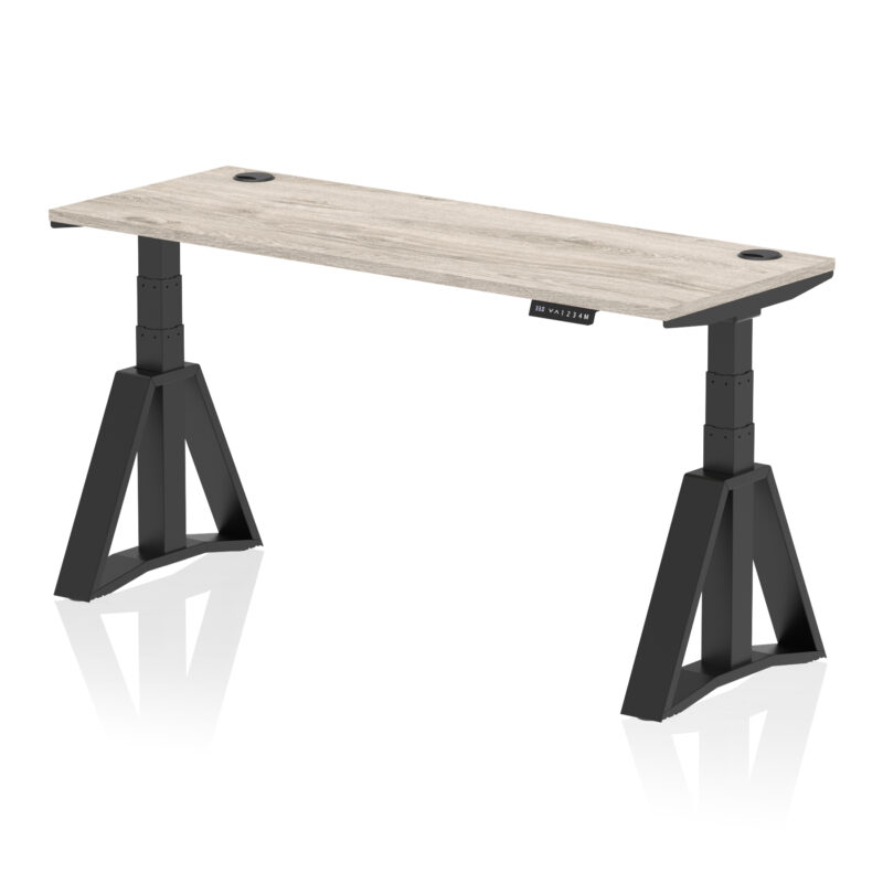 air height adjustable slimline desk with cable ports with piste foot