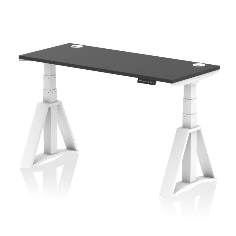 air height adjustable slimline desk with cable ports with piste foot