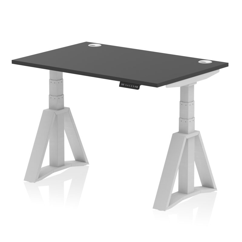 air height adjustable desk with cable ports with piste foot