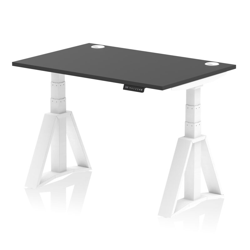 air height adjustable desk with cable ports with piste foot