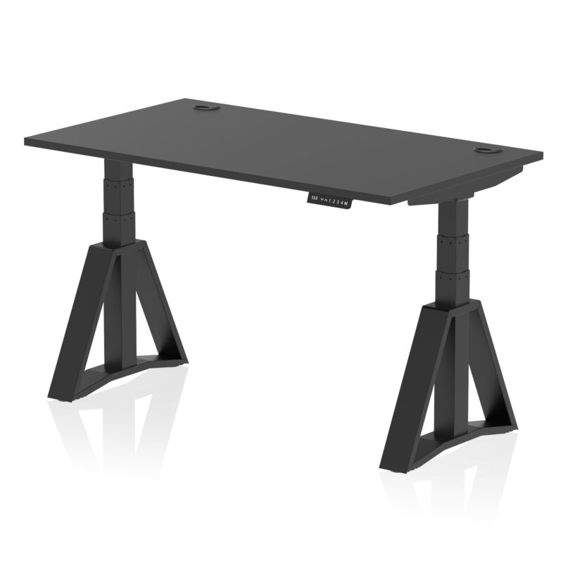 air height adjustable desk with cable ports with piste foot