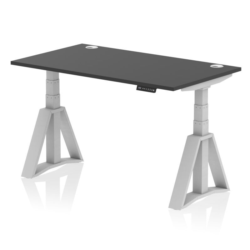 air height adjustable desk with cable ports with piste foot