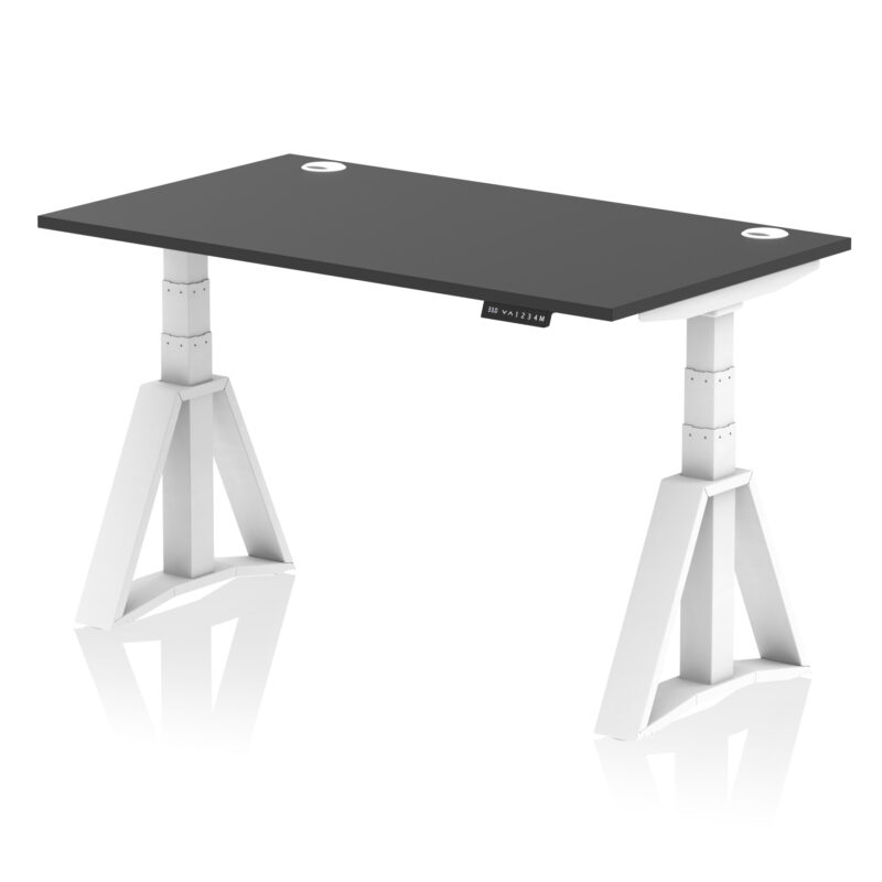 air height adjustable desk with cable ports with piste foot