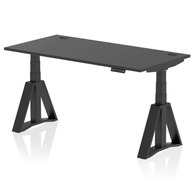 air height adjustable desk with cable ports with piste foot