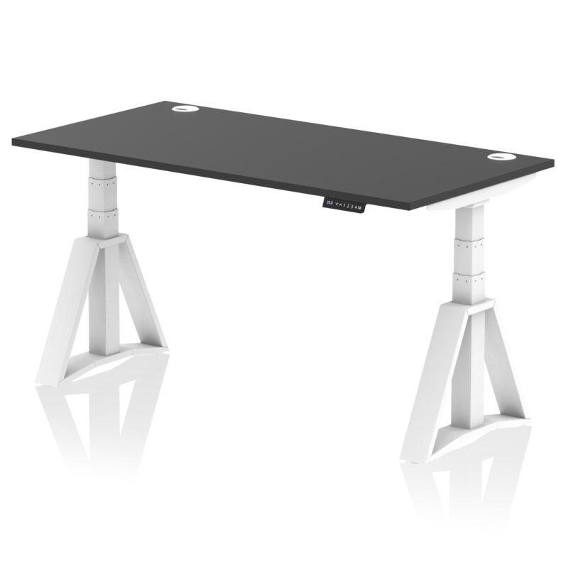air height adjustable desk with cable ports with piste foot