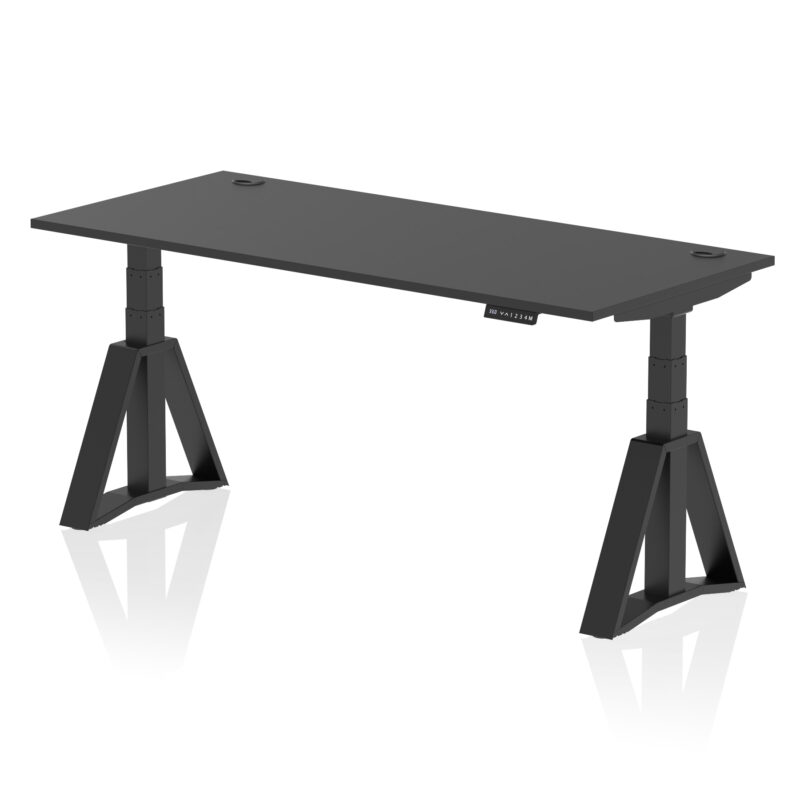 air height adjustable desk with cable ports with piste foot