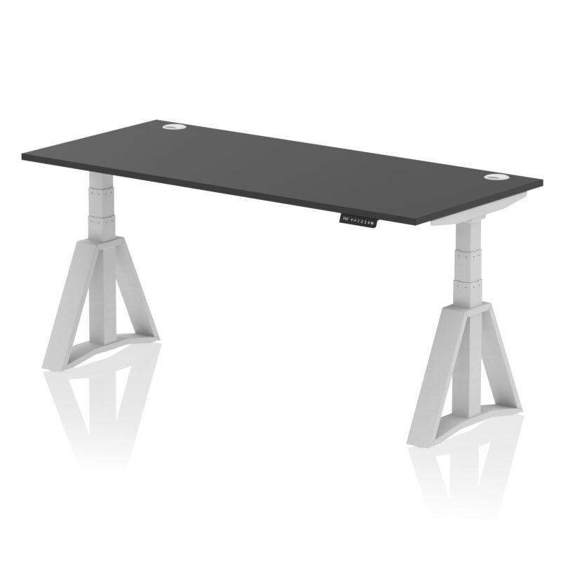 air height adjustable desk with cable ports with piste foot
