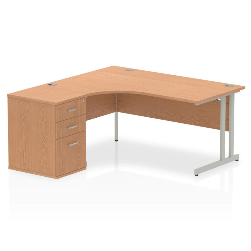 impulse 1600mm cantilever left crescent desk workstation