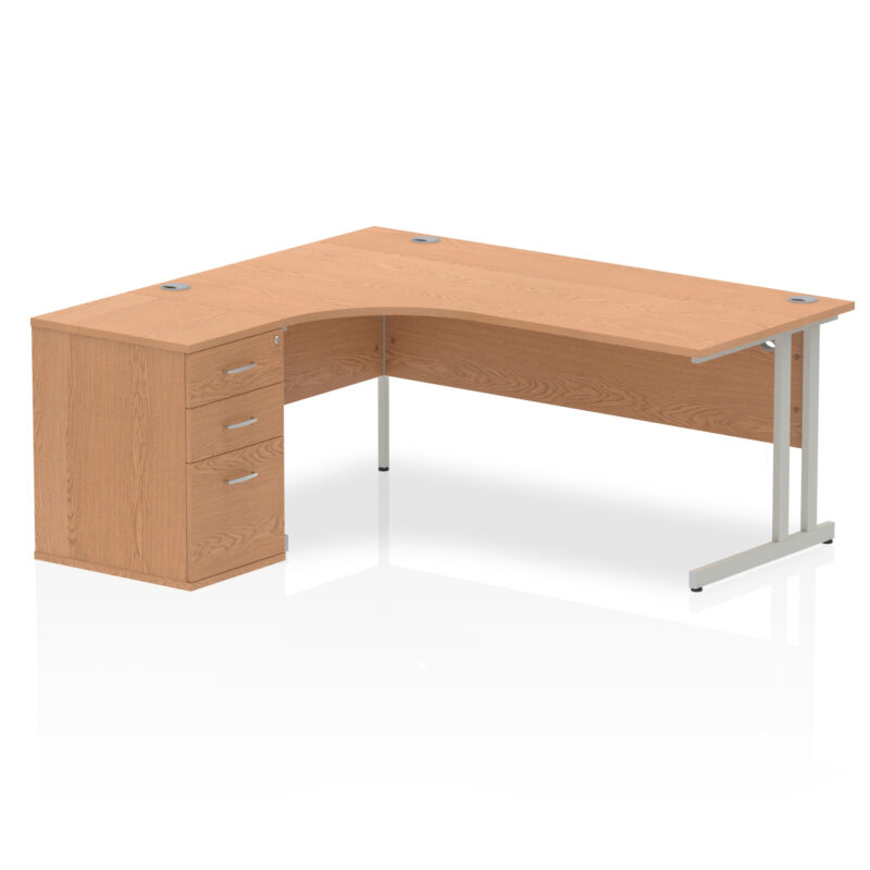 impulse 1800mm cantilever left crescent desk workstation