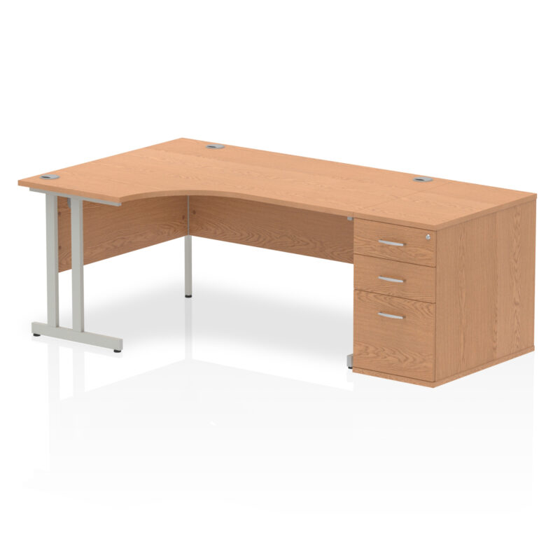 impulse 1600mm cantilever left crescent desk workstation