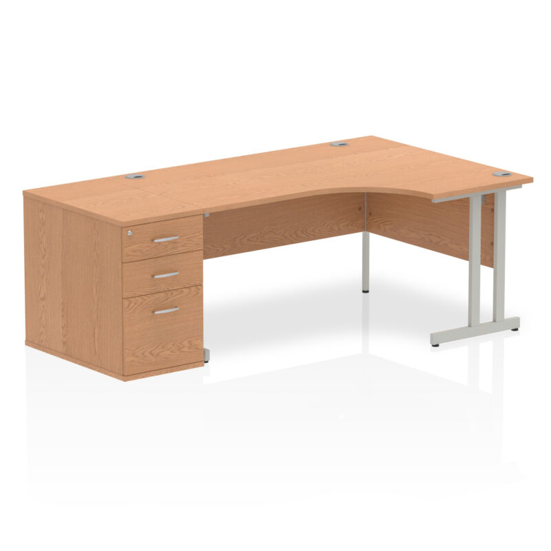 impulse 1600mm cantilever right crescent desk workstation