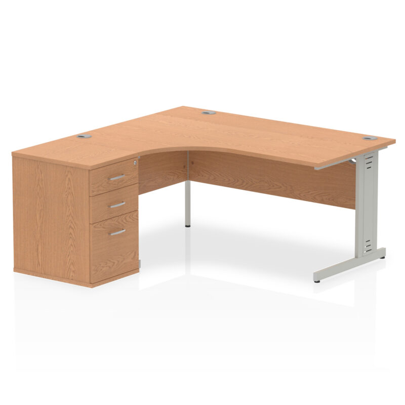 impulse 1600mm cable managed left crescent desk workstation