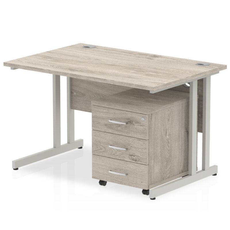 impulse 1200mm cantilever straight desk with mobile pedestal