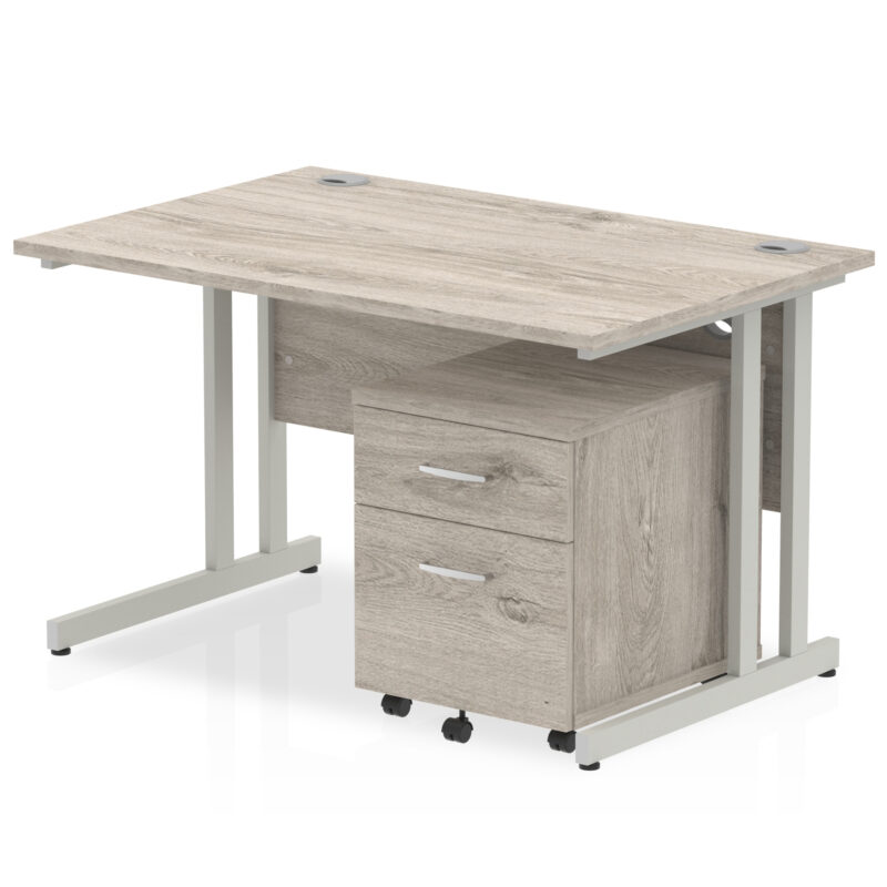 impulse 1200mm cantilever straight desk with mobile pedestal