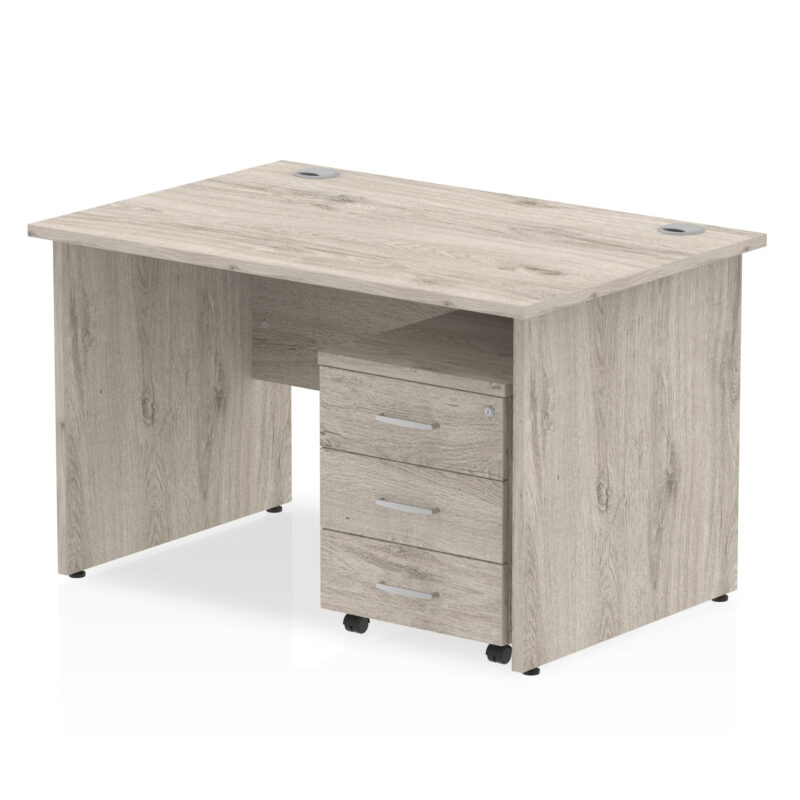impulse panel end straight desk with mobile pedestal