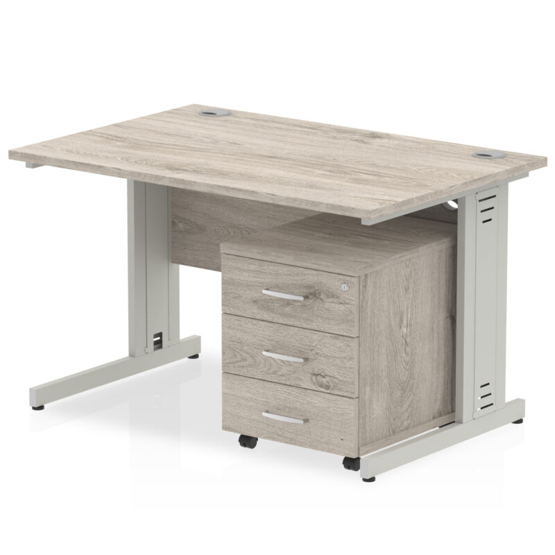 impulse 1200mm cable managed straight desk with mobile pedestal