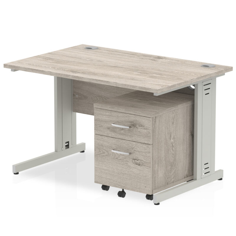 impulse 1200mm cable managed straight desk with mobile pedestal
