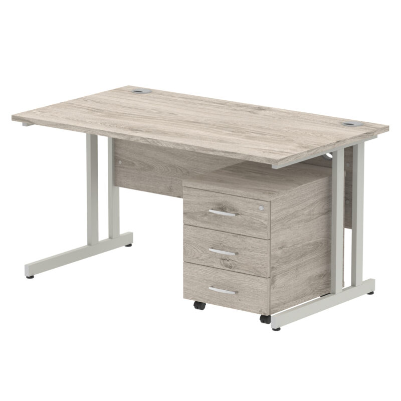 impulse 1400mm cantilever straight desk with mobile pedestal