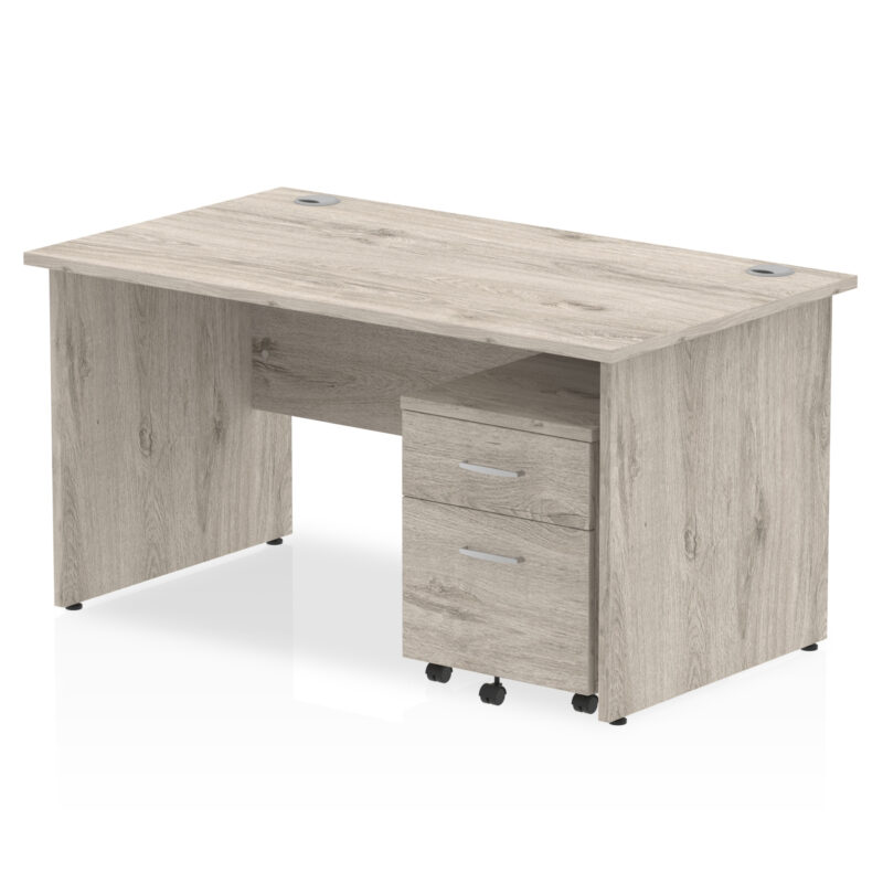 impulse panel end straight desk with mobile pedestal