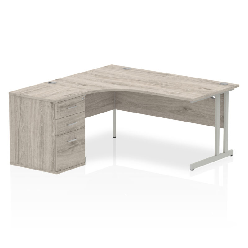 impulse 1600mm cantilever left crescent desk workstation