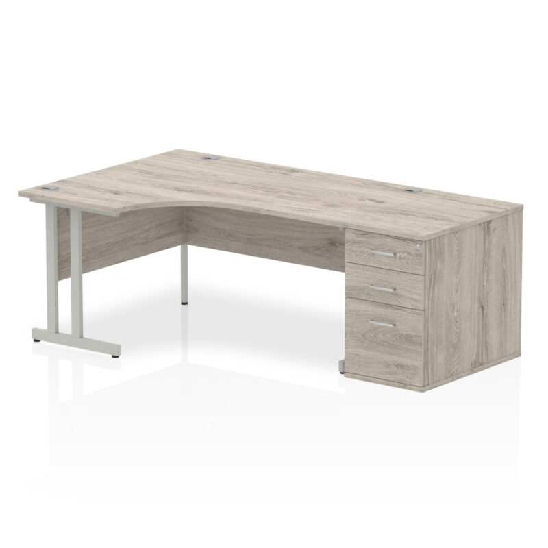 impulse 1600mm cantilever left crescent desk workstation