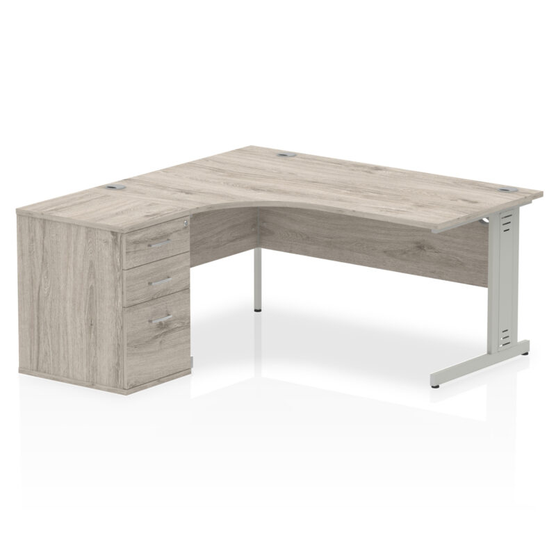 impulse 1600mm cable managed left crescent desk workstation