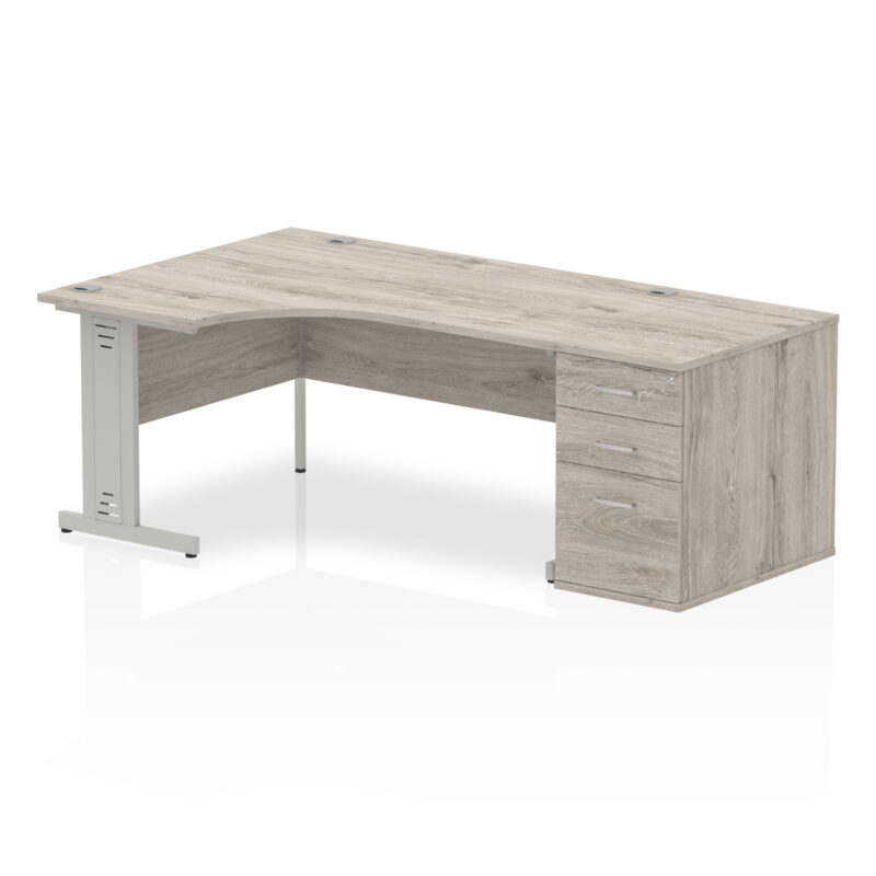 impulse 1600mm cable managed left crescent desk workstation
