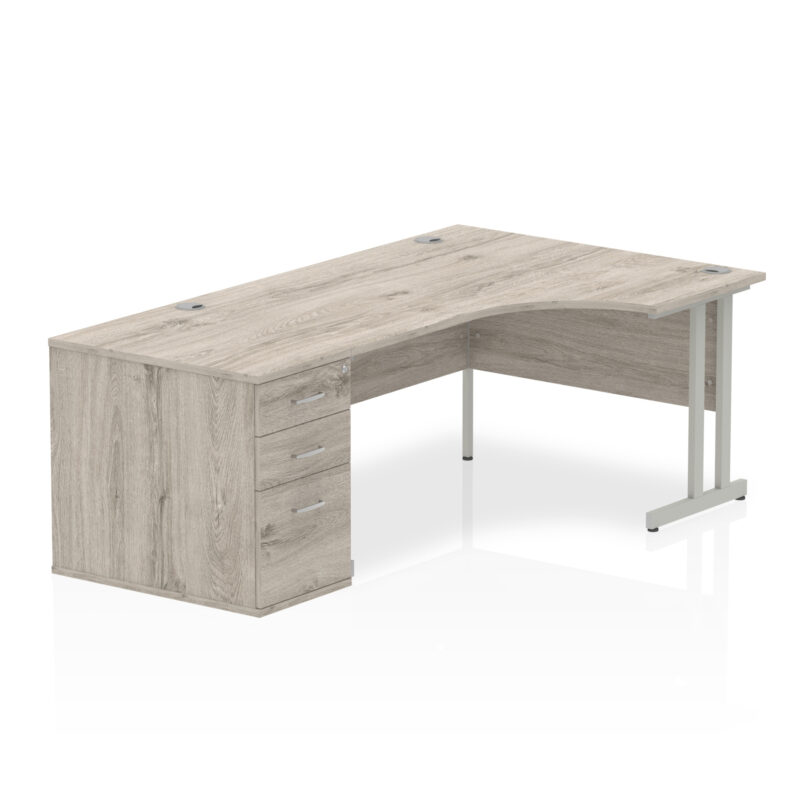 impulse 1600mm cantilever right crescent desk workstation